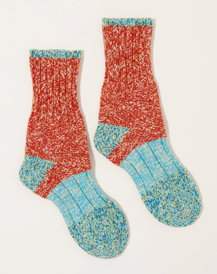 Kapital Red Slub Yarn Pop Socks - 56 Unique Designs, Vintage Style