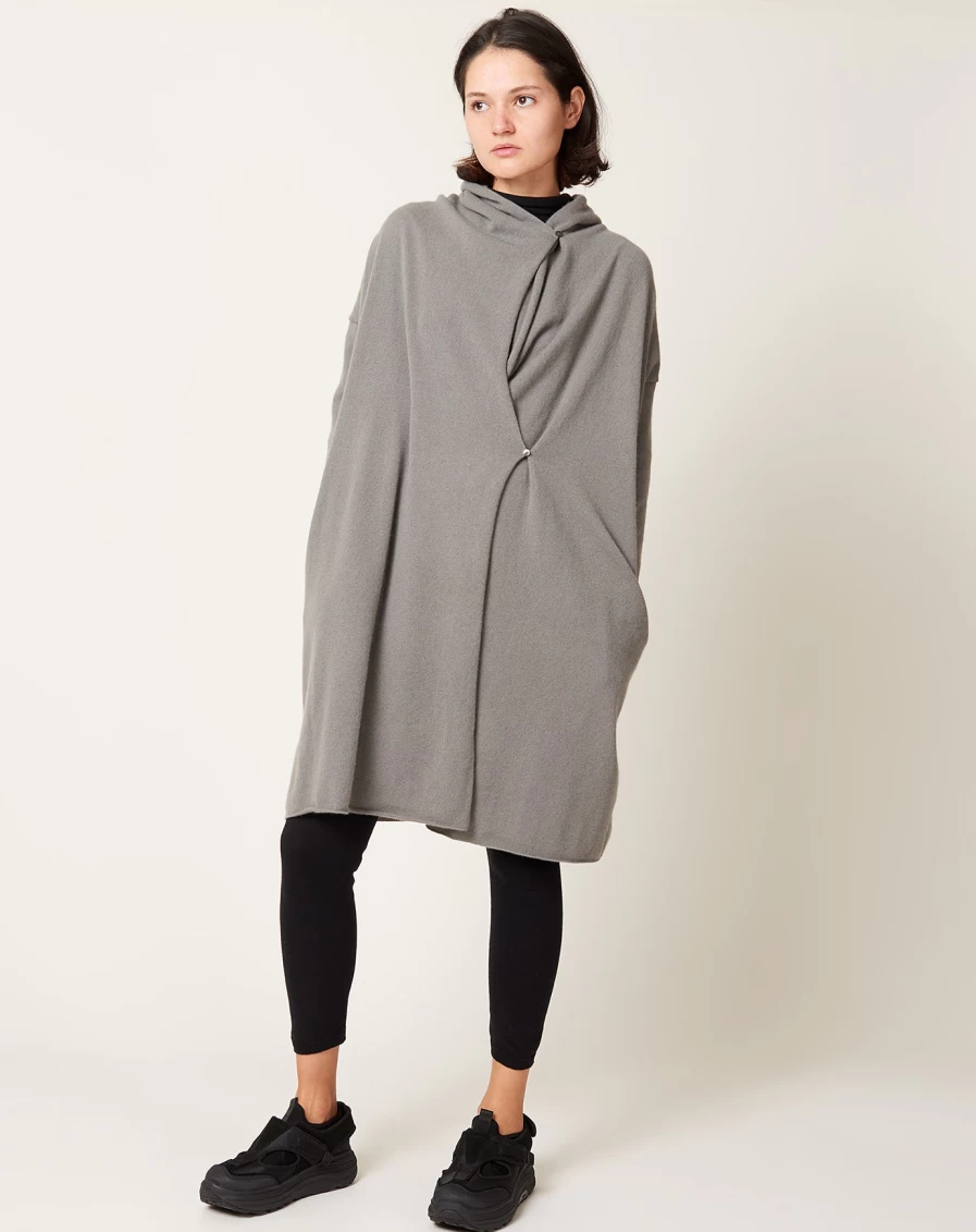 "EvaM Eva Luxury Cashmere Robe - Soft Otter Gray Bathrobe for Women & Men"