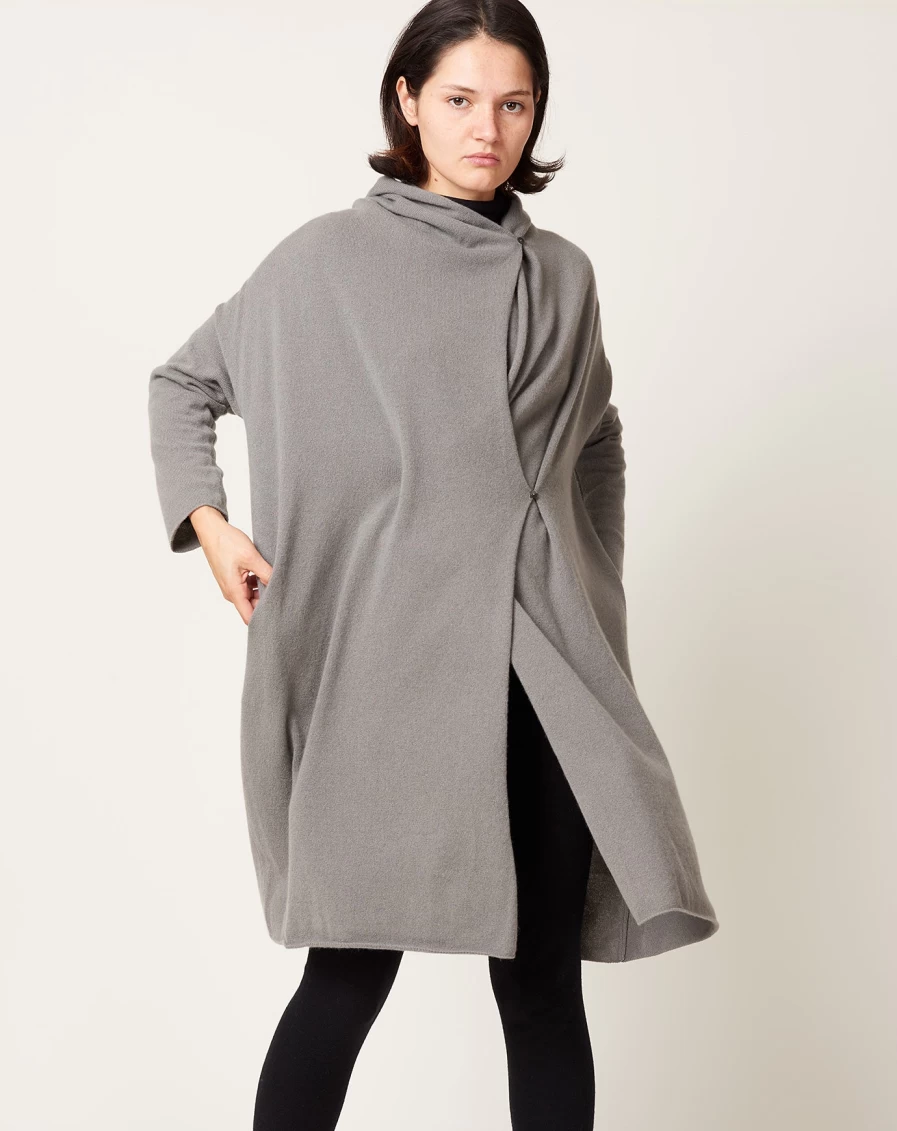 "EvaM Eva Luxury Cashmere Robe - Soft Otter Gray Bathrobe for Women & Men"