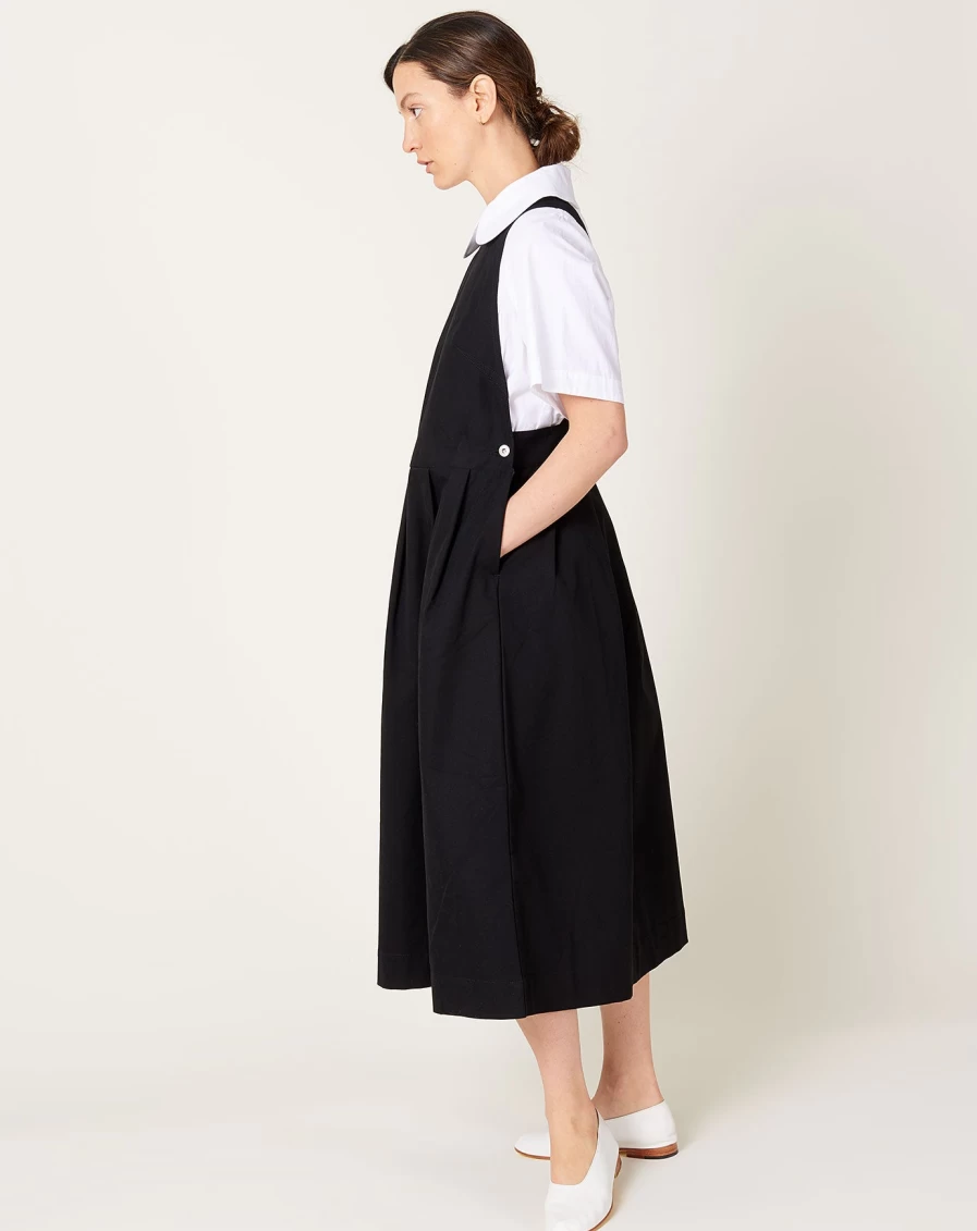 "Kowtow Black Apron Dress – Sustainable Organic Cotton Minimalist Style"