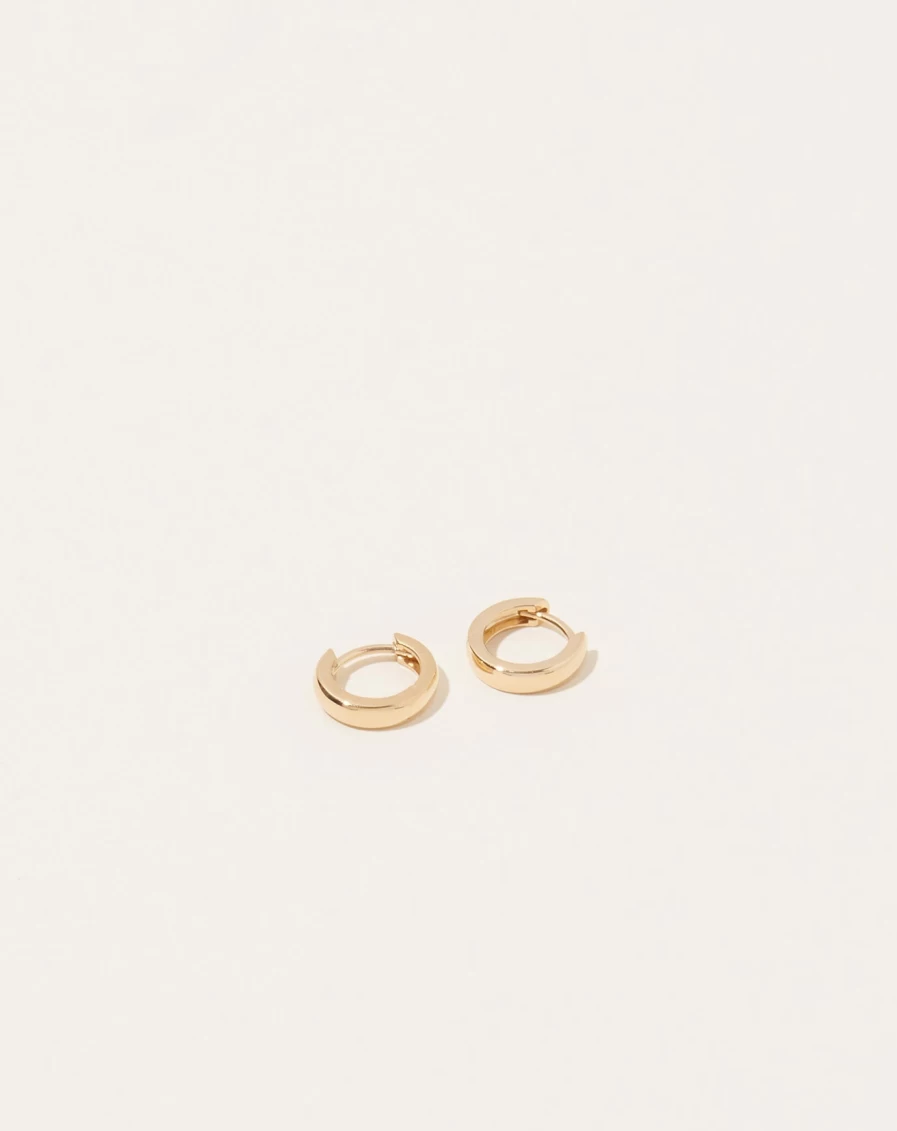 14K Yellow Gold Hinged Huggies Hoop Earrings by Selin Kent