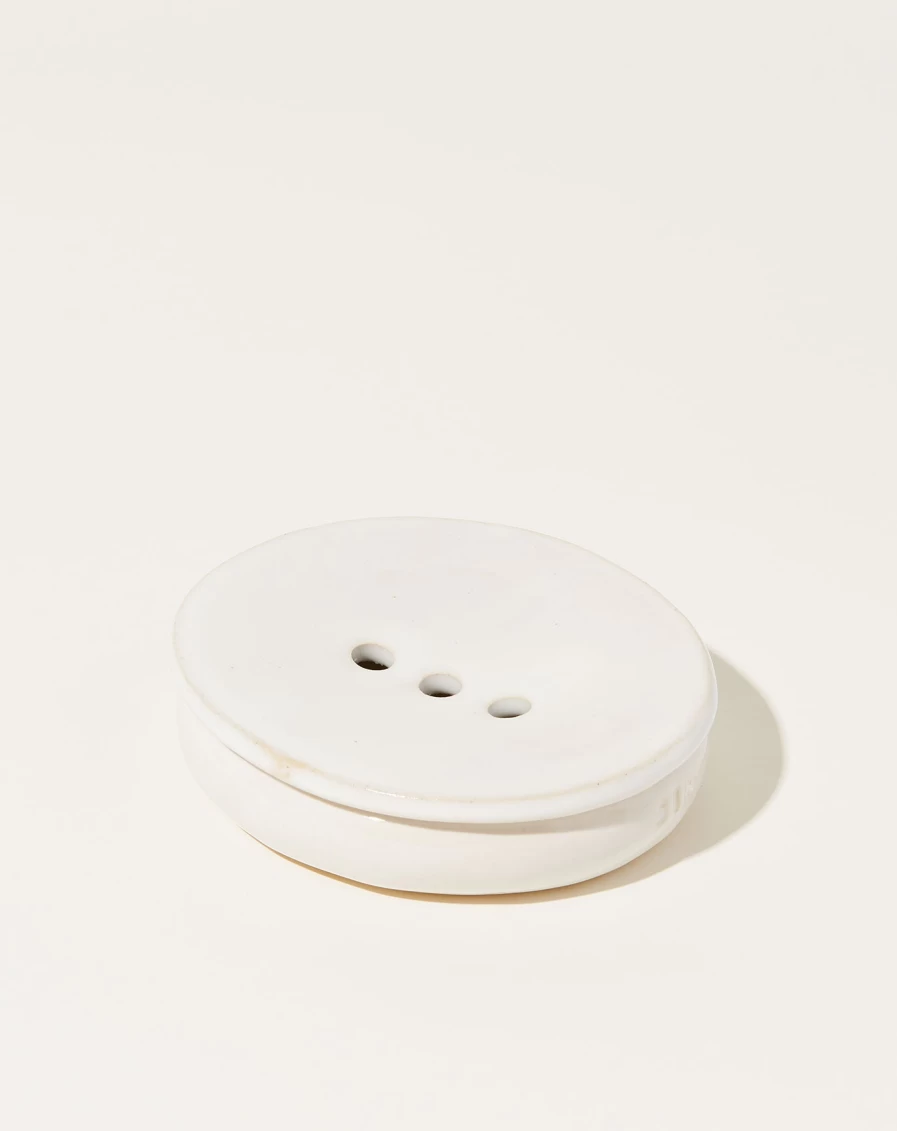 SIN Peb Soap Dish - White Bathroom Organizer, Durable Plastic Soap Tray for Showers & Sinks