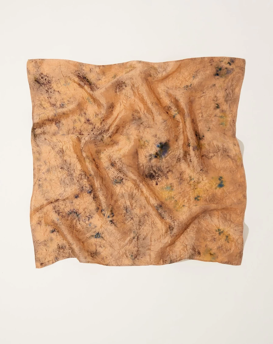 "Soil to Studio Silk Bandana - Dhalia Pattern Luxury Scarf for Women & Men"