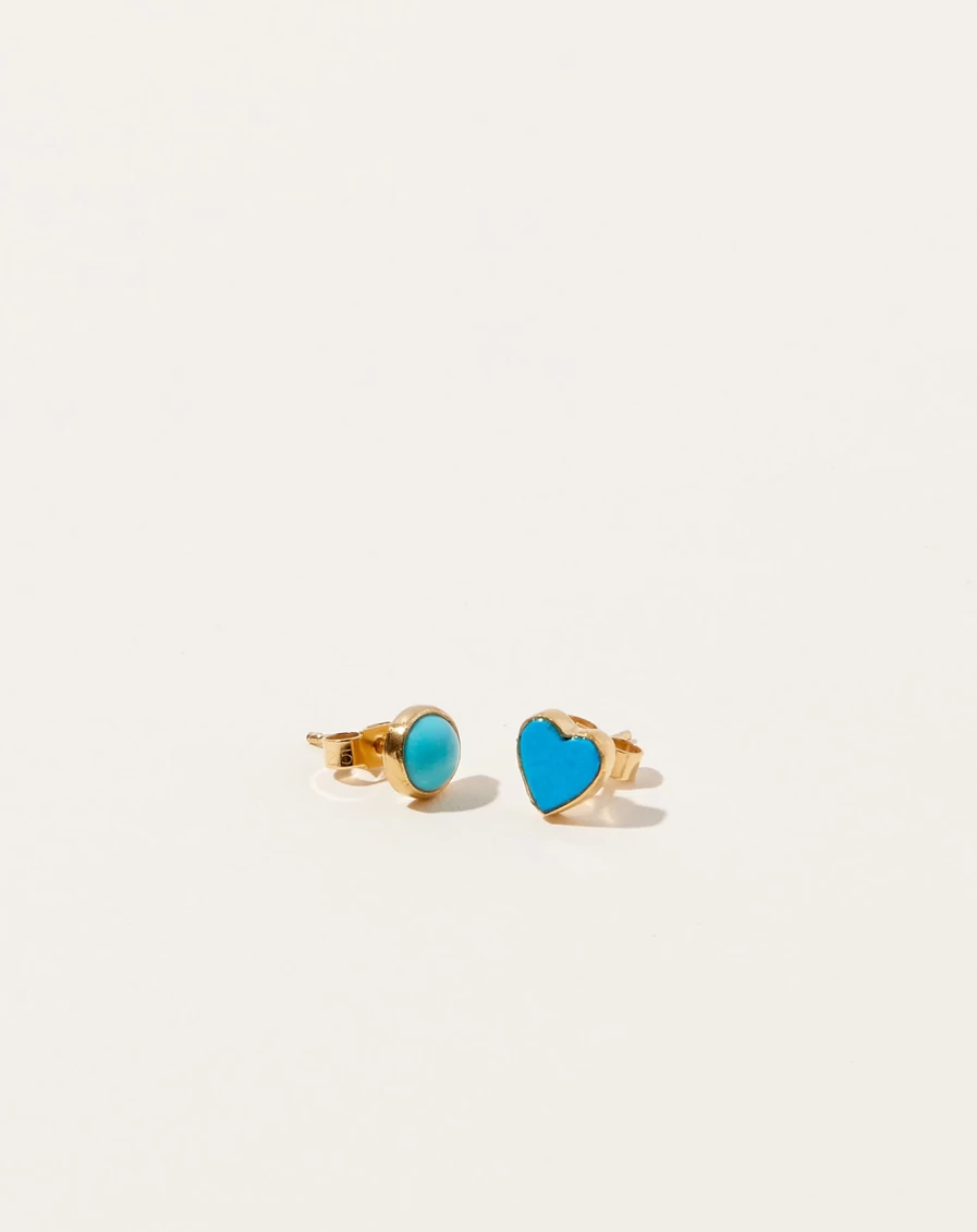 Grainne Morton Handcrafted Turquoise Mismatched Stud Earrings – Unique Bohemian Jewelry