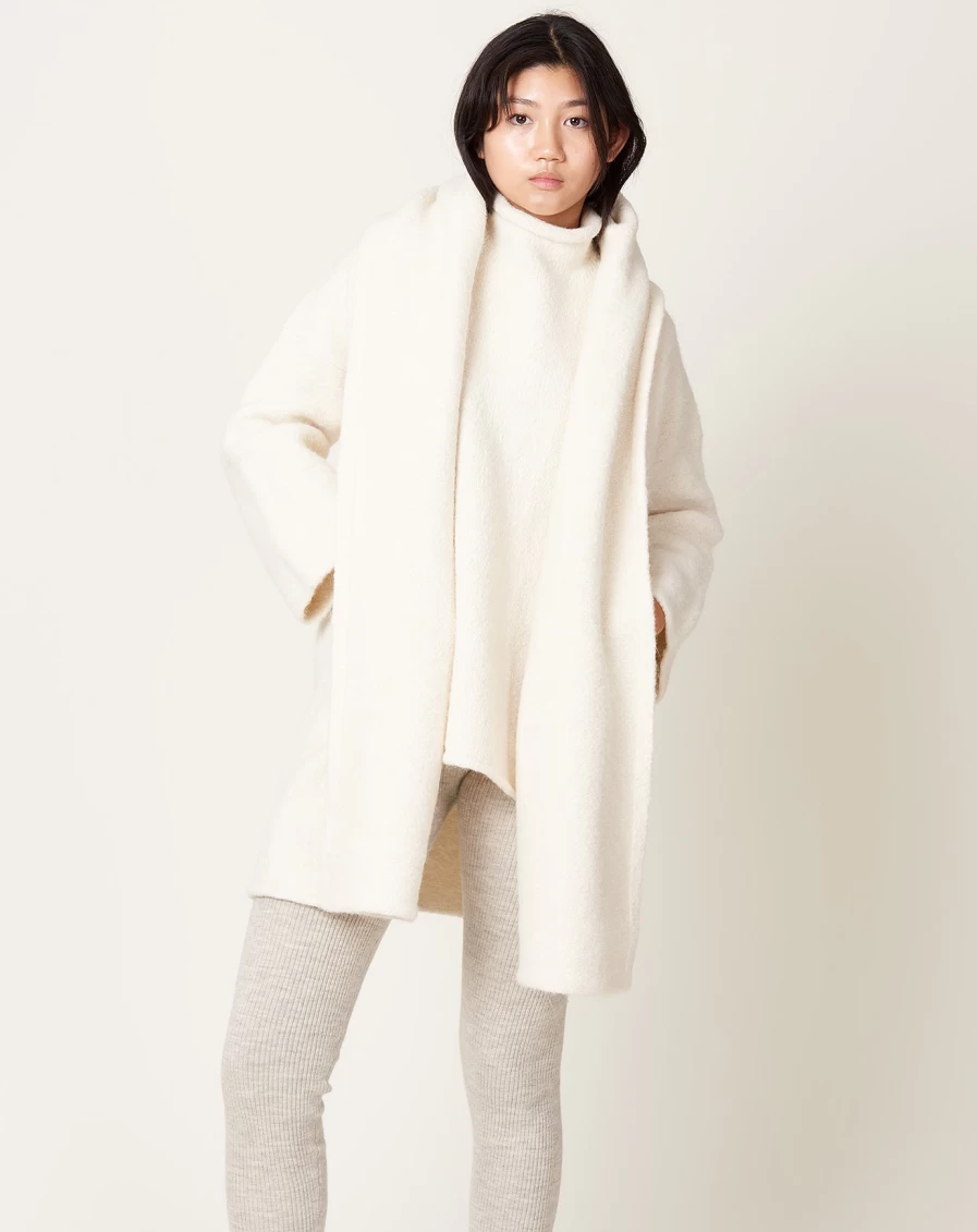 Lauren Manoogian Raw White Capote Coat - Luxurious Wool Blend Winter Overcoat