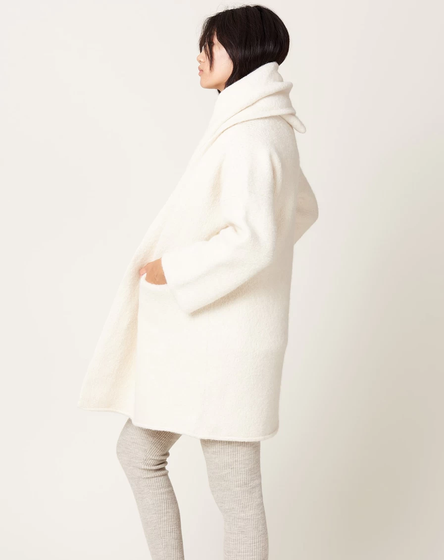 Lauren Manoogian Raw White Capote Coat - Luxurious Wool Blend Winter Overcoat