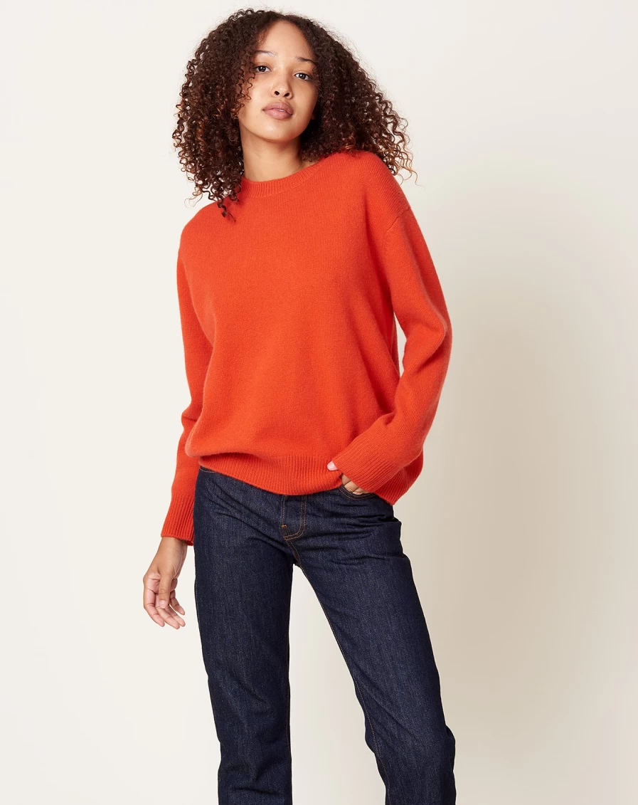 Demylee Gigi Vermillion Cashmere Sweater for Women - Soft Knit Pullover Top