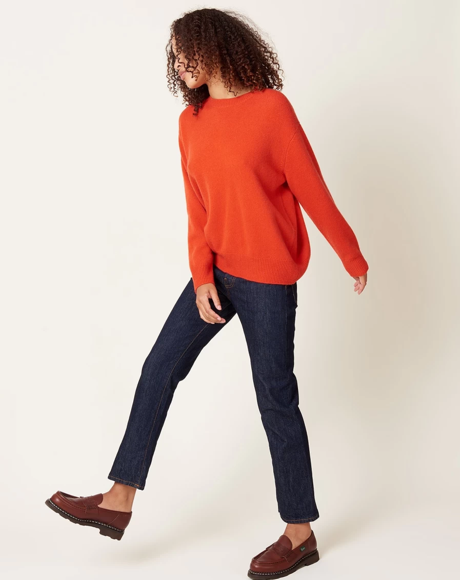 Demylee Gigi Vermillion Cashmere Sweater for Women - Soft Knit Pullover Top