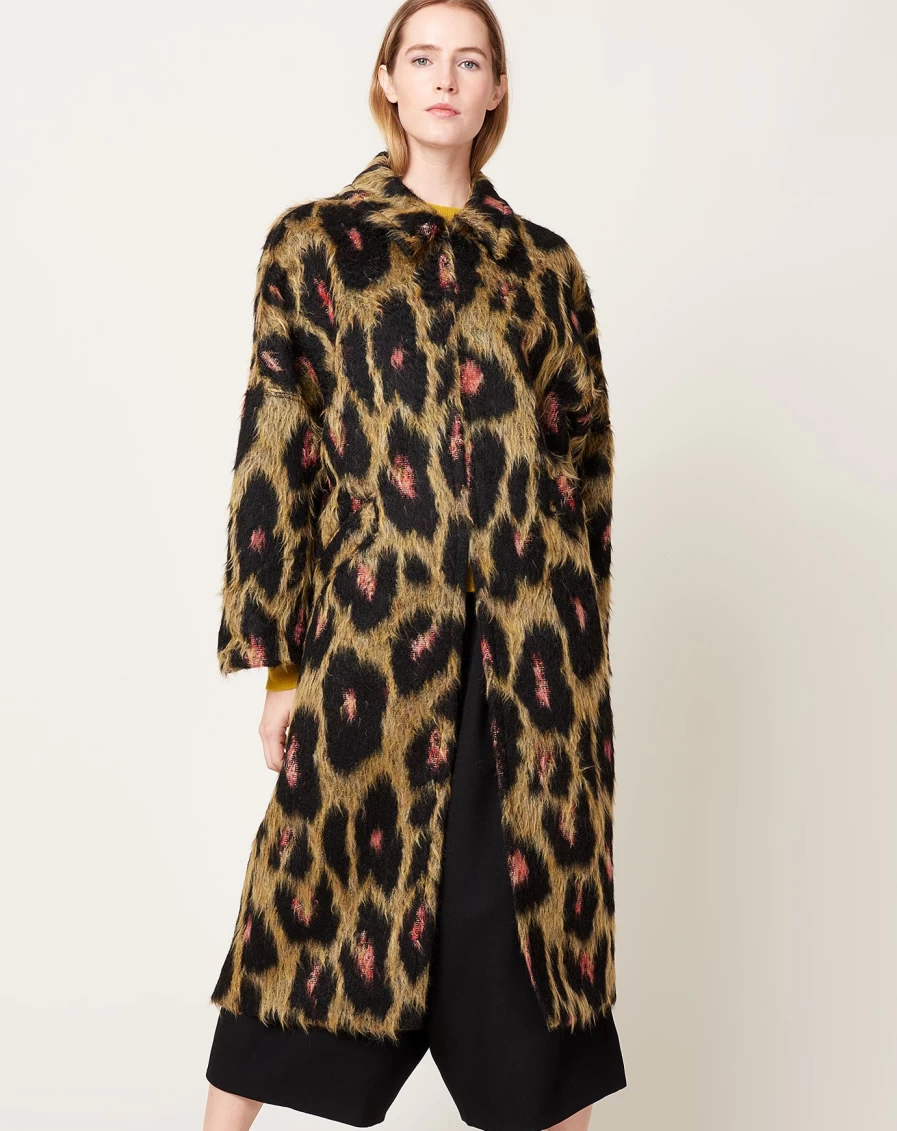 Rachel Comey Brushed Leopard Print Pantheon Coat - Women's Premium Outerwear