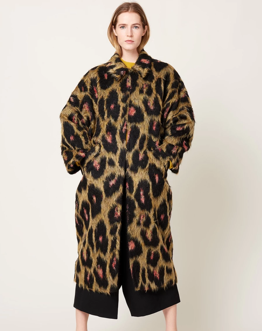 Rachel Comey Brushed Leopard Print Pantheon Coat - Women's Premium Outerwear