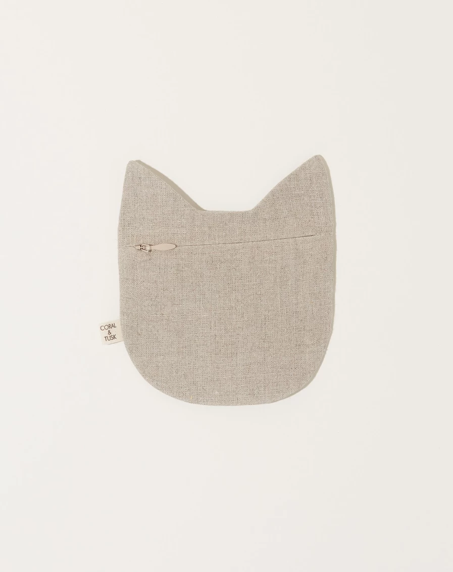 "Coral Tusk Calico Cat Pouch - Stylish Feline-Themed Storage Bag for Accessories"