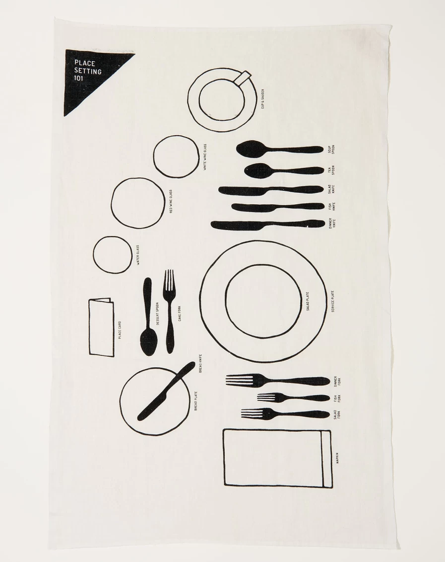 "Sir Madam Premium Place Setting Tea Towel – Elegant Dining Linen for Formal Table Settings"