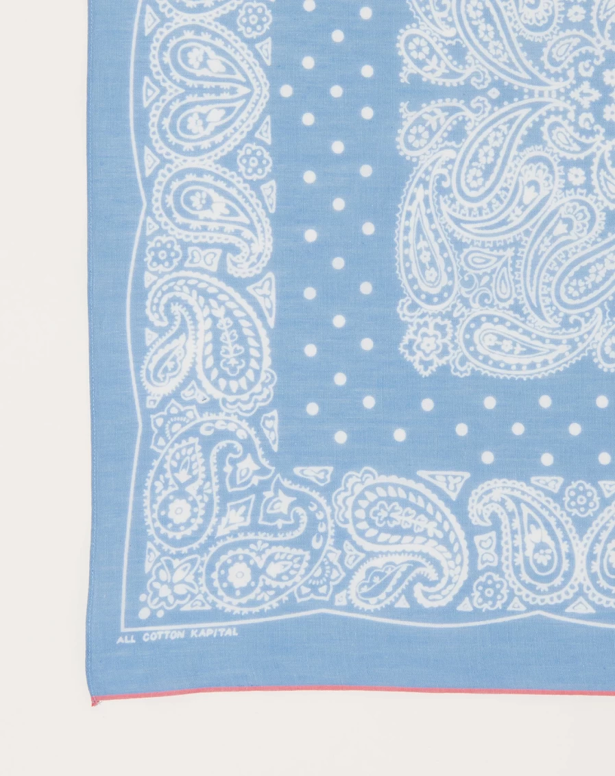 Kapital Sax Color Tuna Dance Pattern Bandana - Stylish Japanese Fashion Accessory