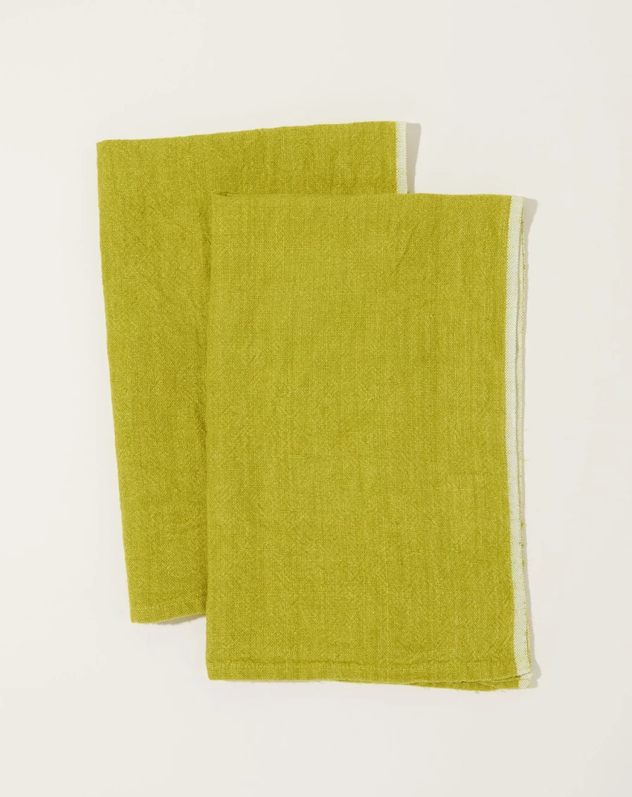 "Caravan Chunky Lime Linen Towels - Set of 2, Premium Bath & Beach Towels"