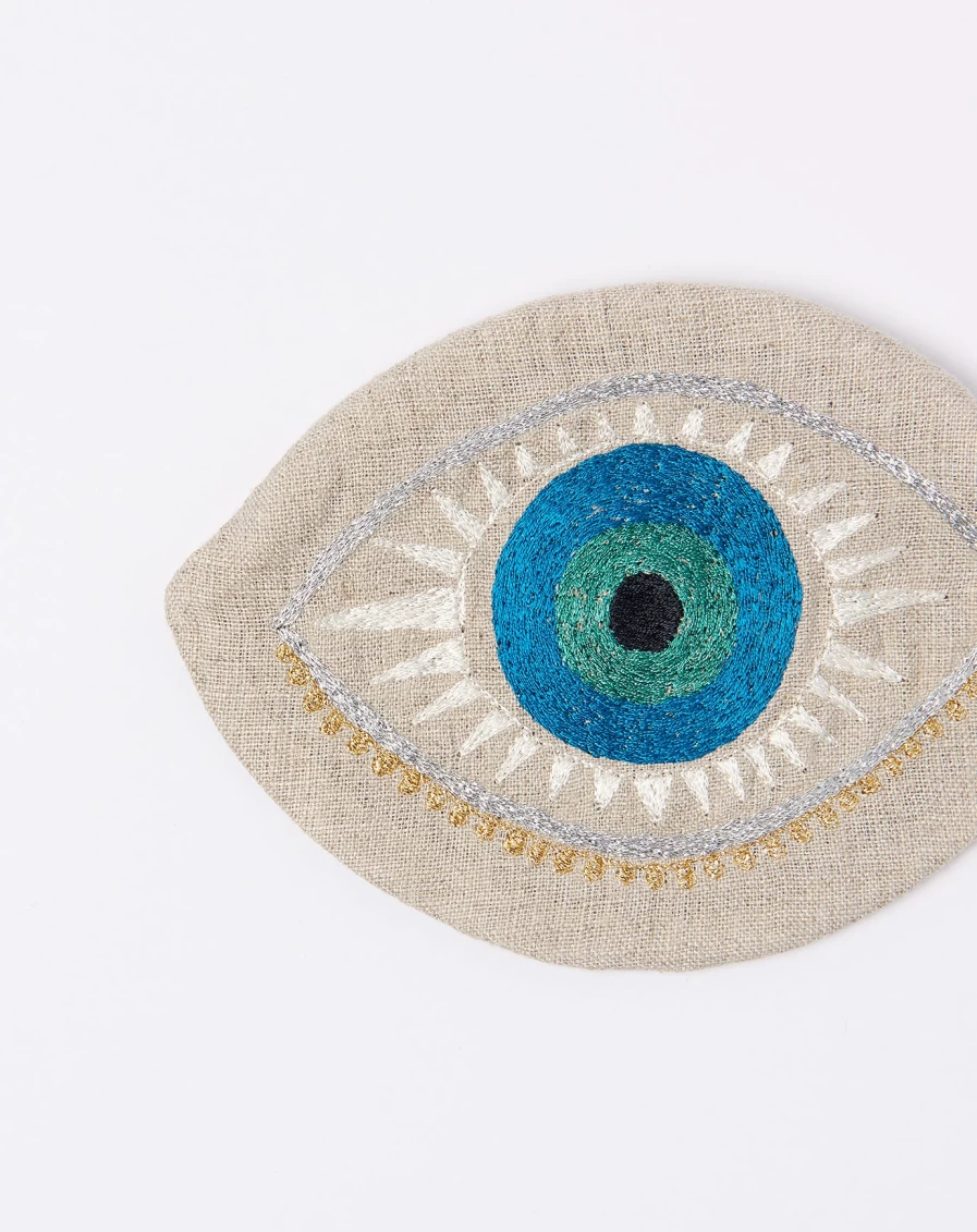 "Coral Tusk Evil Eye Pouch - Protective Charm Bag for Good Luck & Positive Energy"