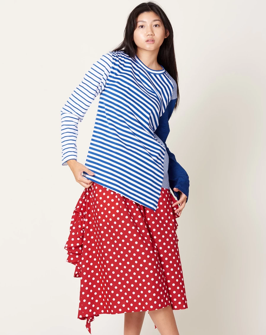 Comme des Garçons Blue Striped Jersey Top