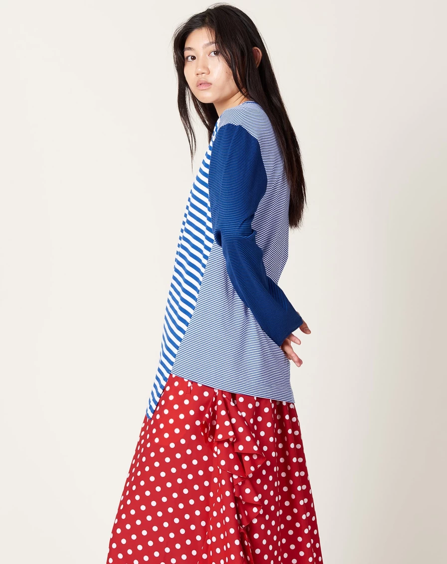 Comme des Garçons Blue Striped Jersey Top