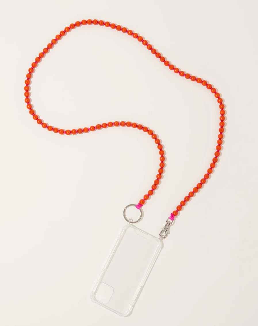 Ina Seifart Orange iPhone Necklace with Pink Chain - Stylish Handy Kette for Smartphones