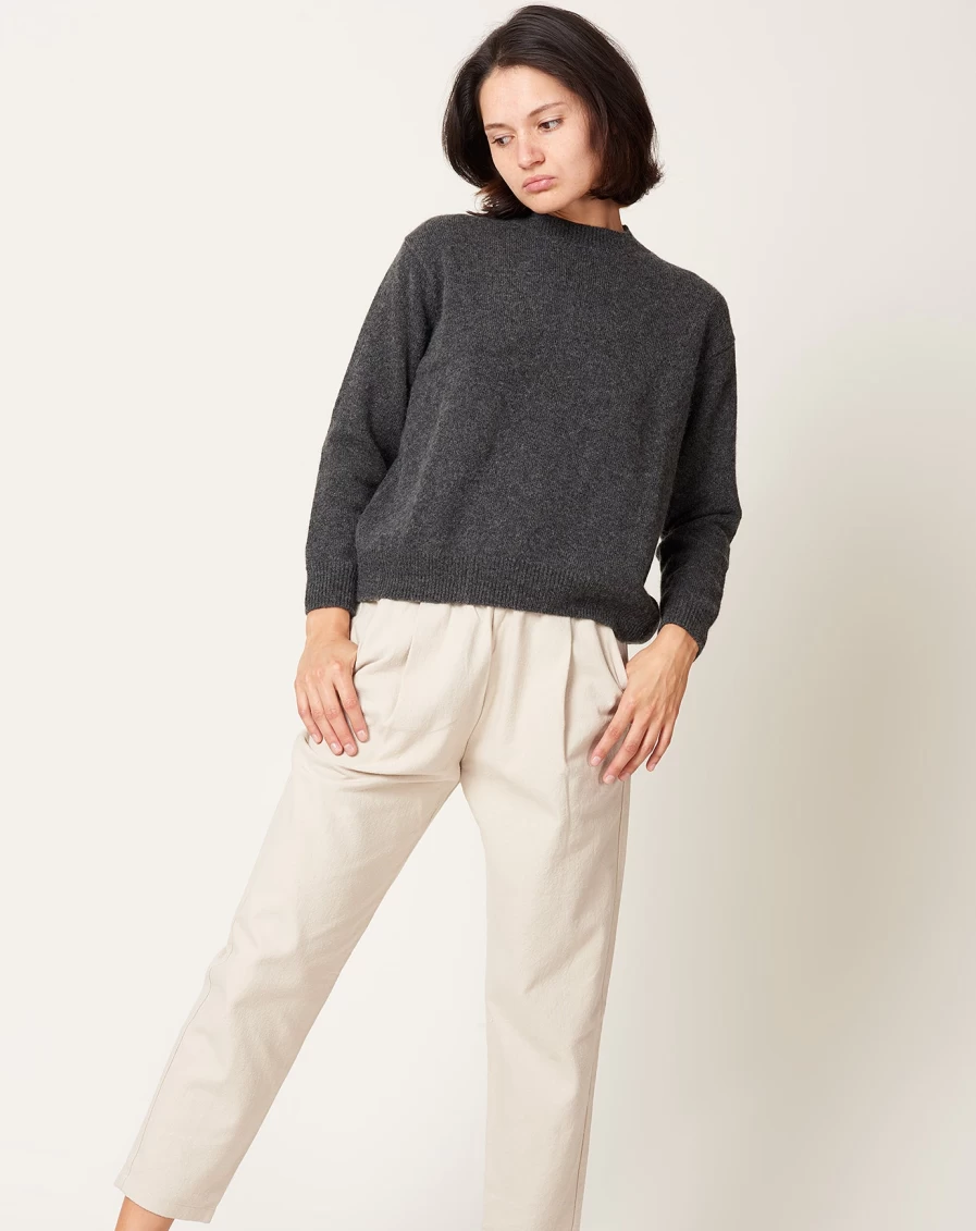 "Evam Eva Yak Wool Pullover Sweater - Charcoal Gray Men's Winter Knit"