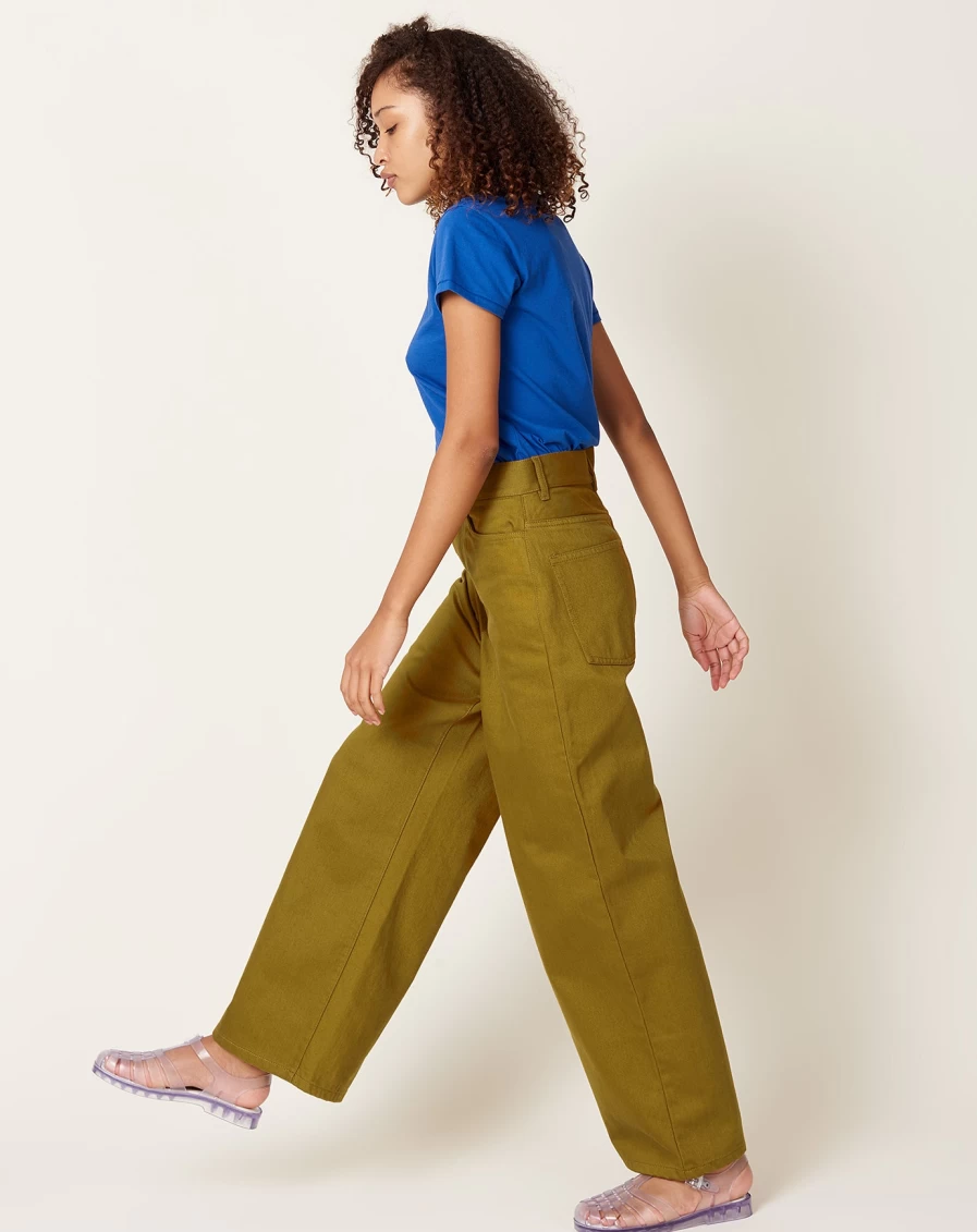 Kowtow Sailor Jeans in Chartreuse - Sustainable Organic Cotton High-Waisted Women's Pants