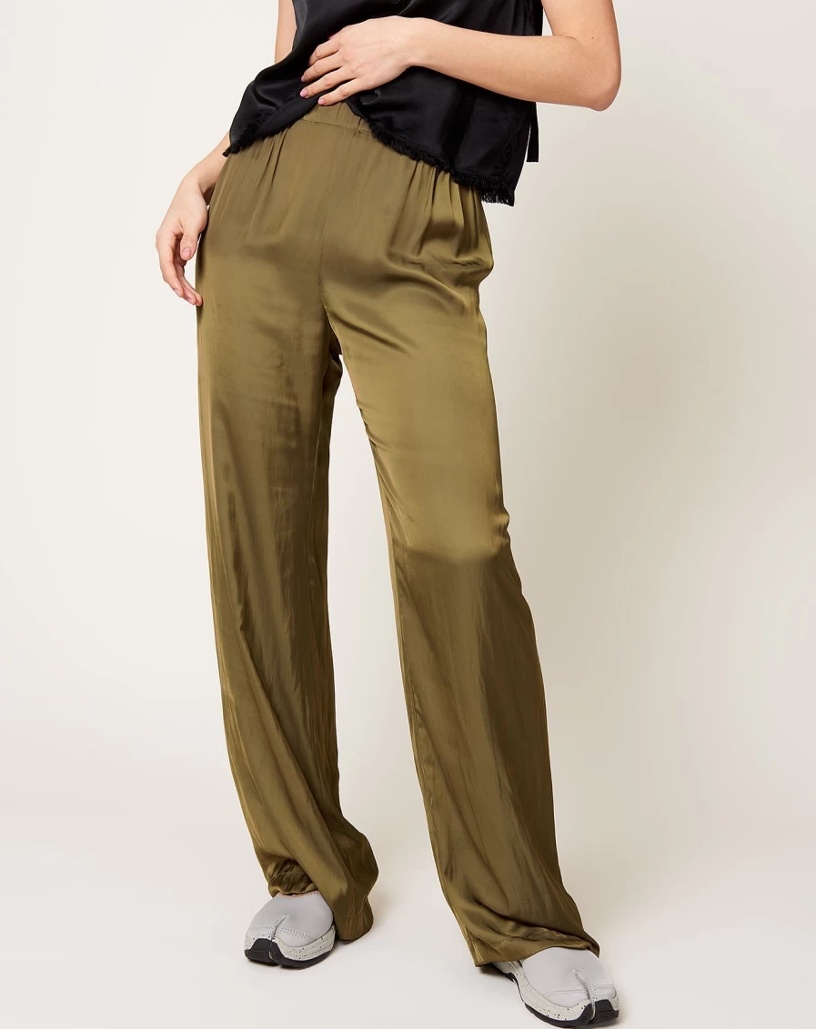 Zero + Maria Cornejo Gigi Olive Drift Pant - Sustainable High-Waist Trousers