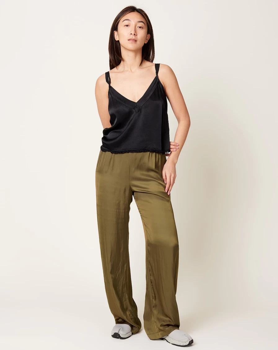 Zero + Maria Cornejo Gigi Olive Drift Pant - Sustainable High-Waist Trousers