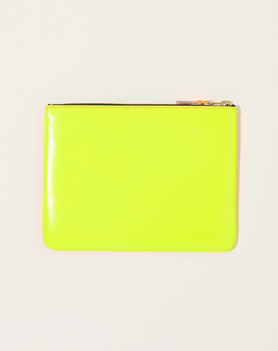 Comme des Garçons Super Fluo Wallet Pouch in Pink & Yellow - Neon Color Block Design