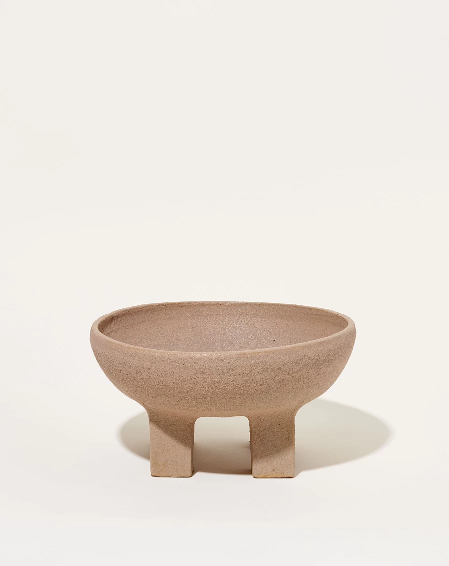 Nur Ceramics Textured Taupe Ritual Bowl - Handcrafted Ceramic Bowl for Mindful Practices