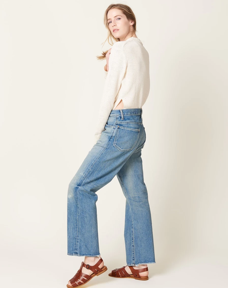 Chimala Medium Wash Selvedge Denim Baggy Jeans with Splatter Detail