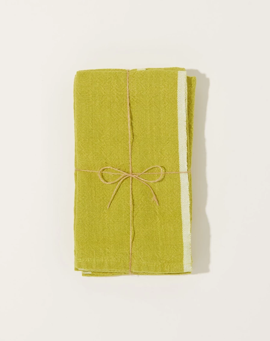 Caravan 4-Pack Chunky Lime Linen Napkins - Eco-Friendly Table Linens