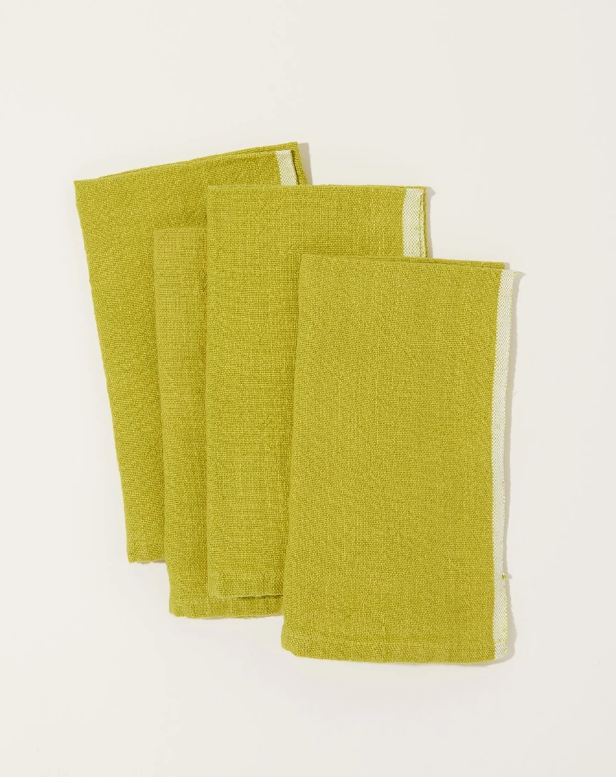 Caravan 4-Pack Chunky Lime Linen Napkins - Eco-Friendly Table Linens