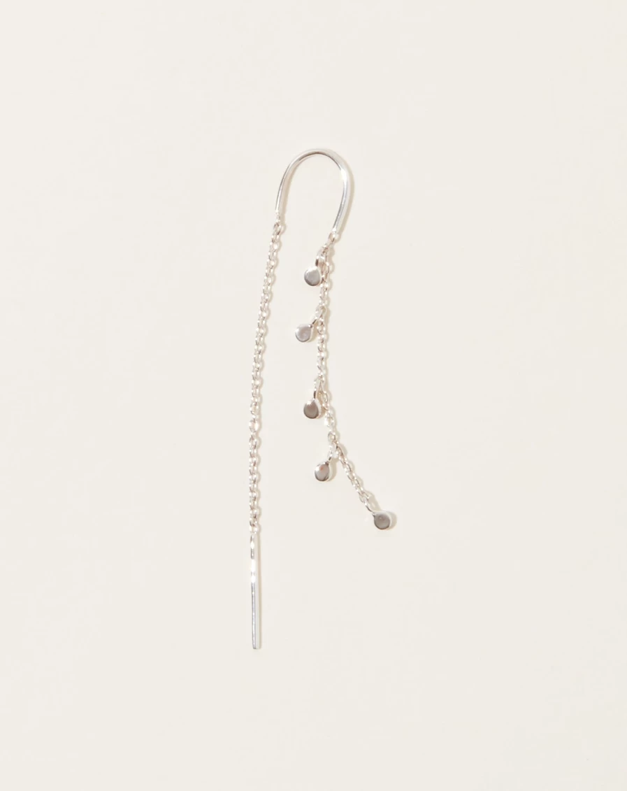 SCOSHA Silver Fairy Bead Thread-Through Earrings for Women