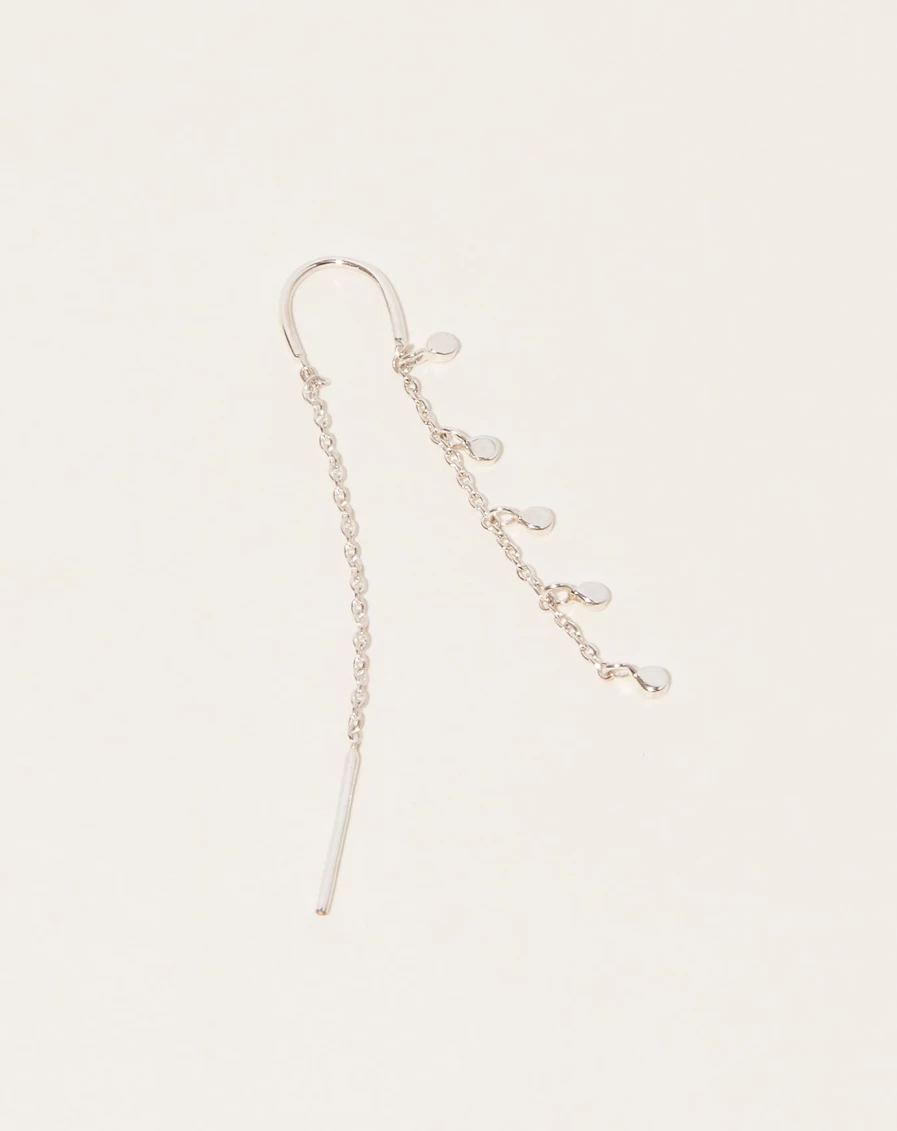 SCOSHA Silver Fairy Bead Thread-Through Earrings for Women