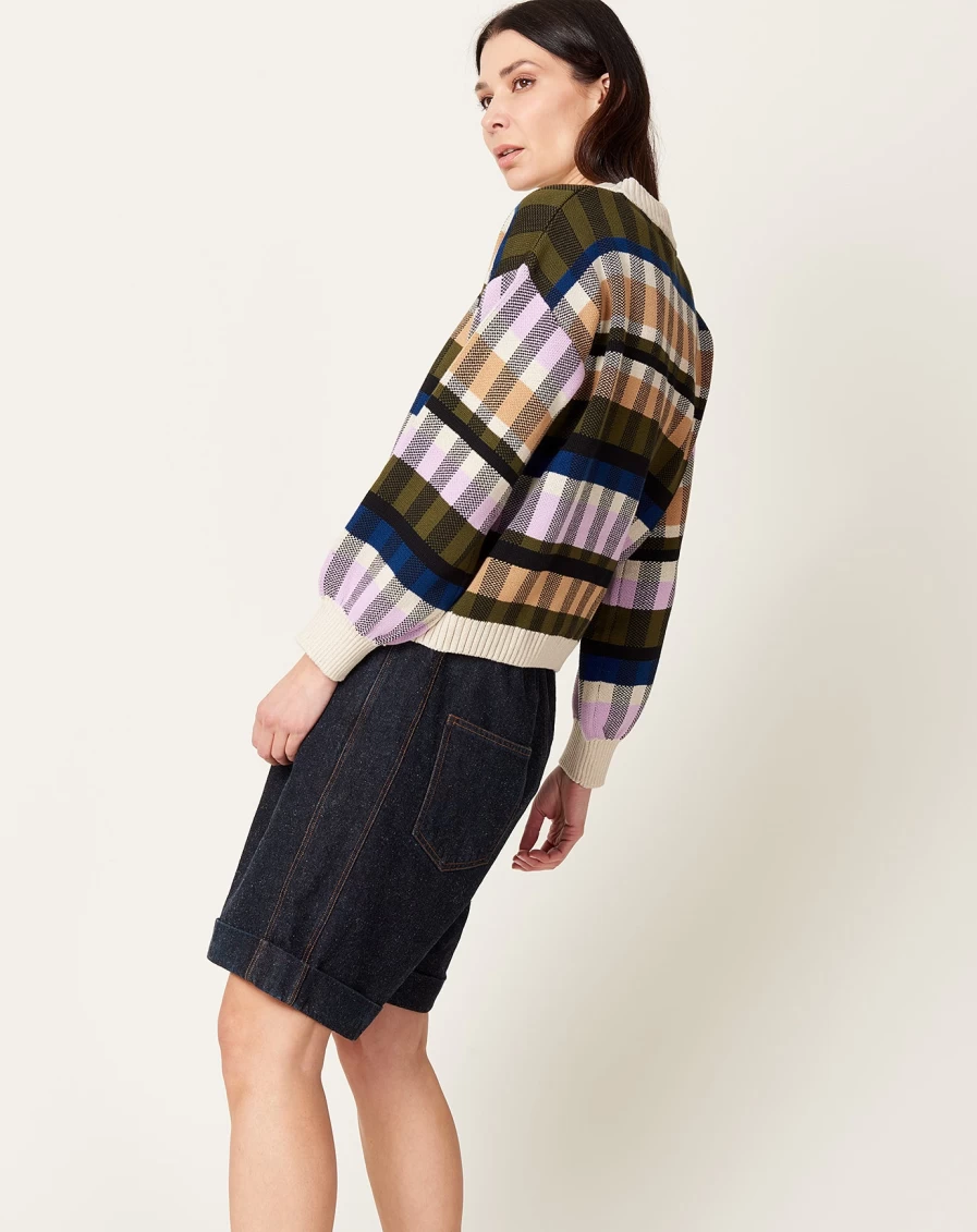 "Kowtow Autumn Check Jumper - Sustainable Wool Knit Sweater for Women"