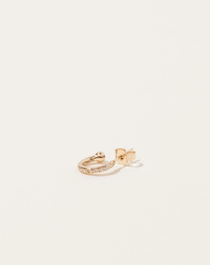 SCOSHA Diamond Huggie Hoop Earrings - 14K Gold Minimalist Huggie Earrings for Women