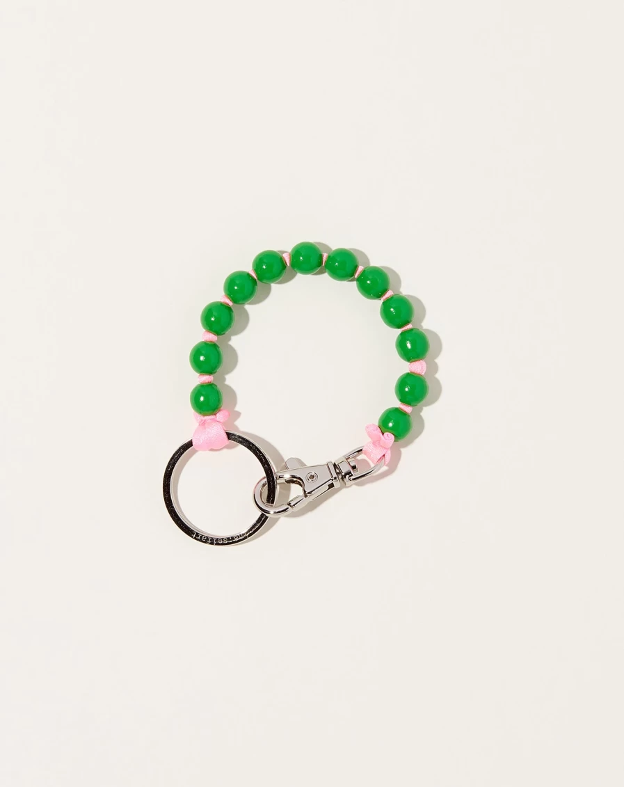 Ina Seifart Perlen Green Rose Gold Short Keyholder - Elegant Pearl Keychain