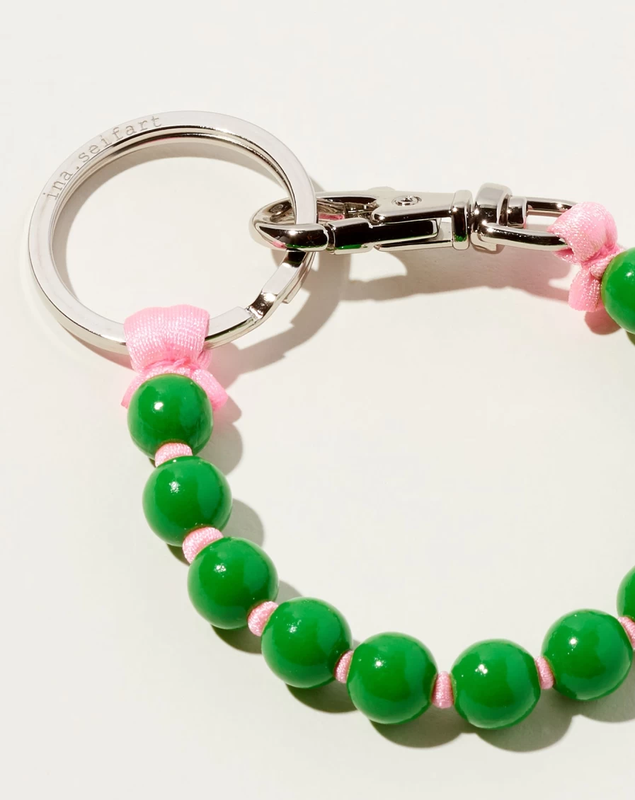 Ina Seifart Perlen Green Rose Gold Short Keyholder - Elegant Pearl Keychain
