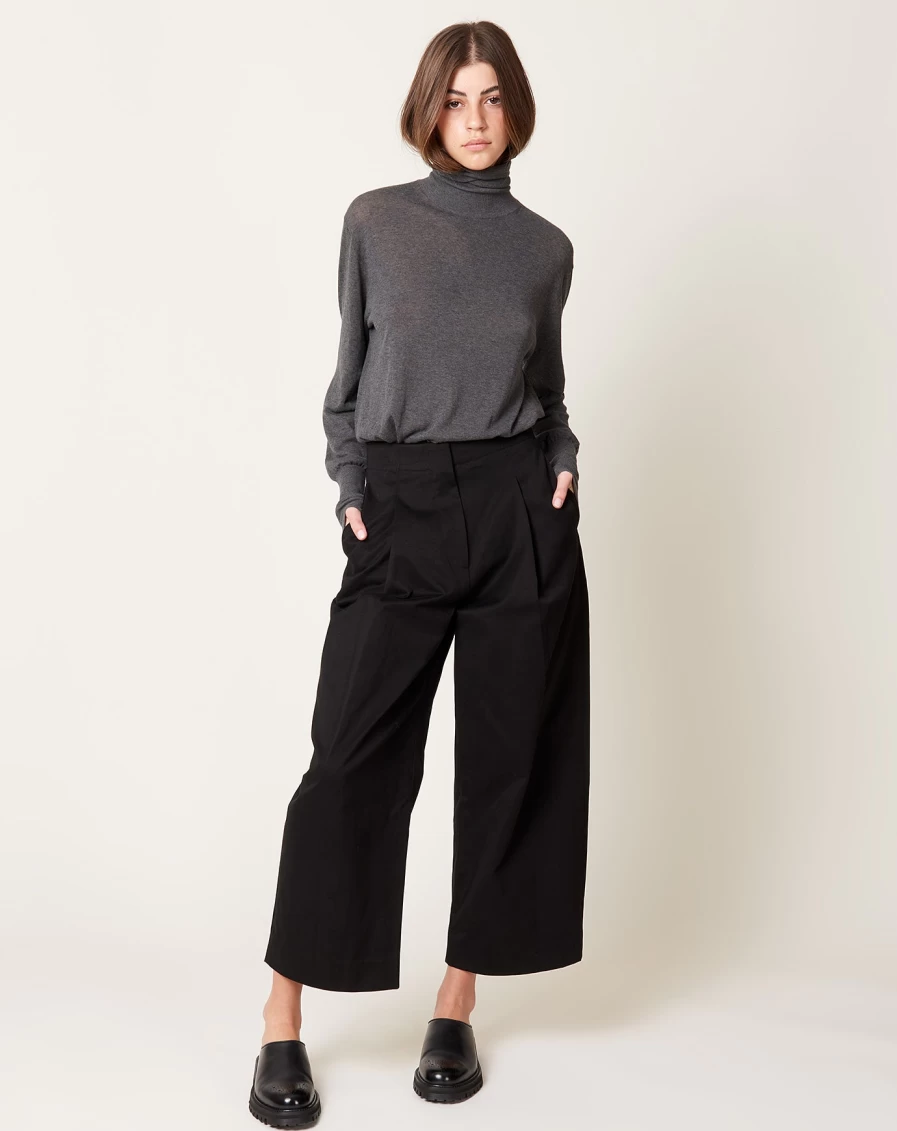 Studio Nicholson Dordoni Black High-Waisted Wide-Leg Trousers for Women