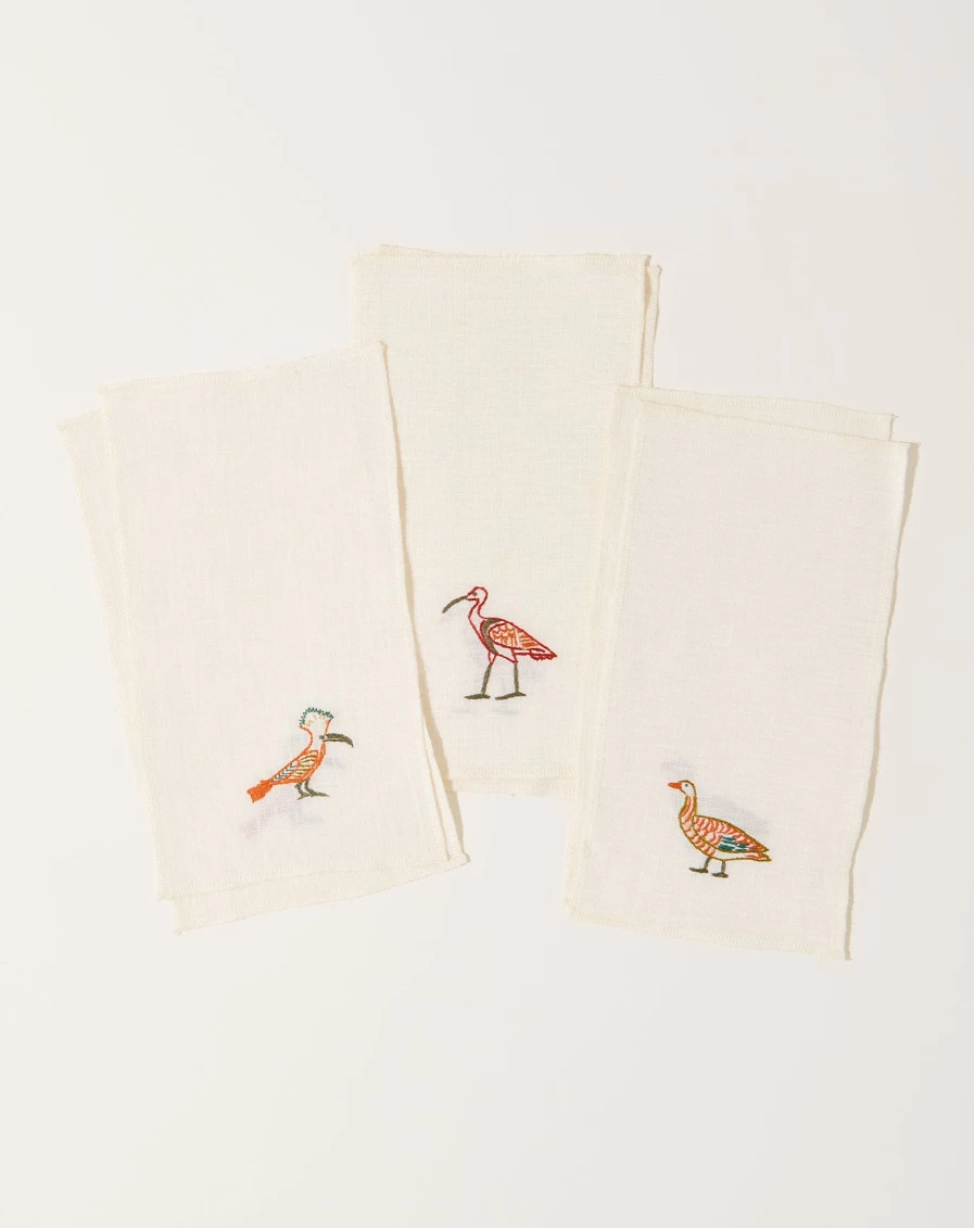 Malaika Cocktail Napkins Set - Premium Birdlife Design for Elegant Entertaining