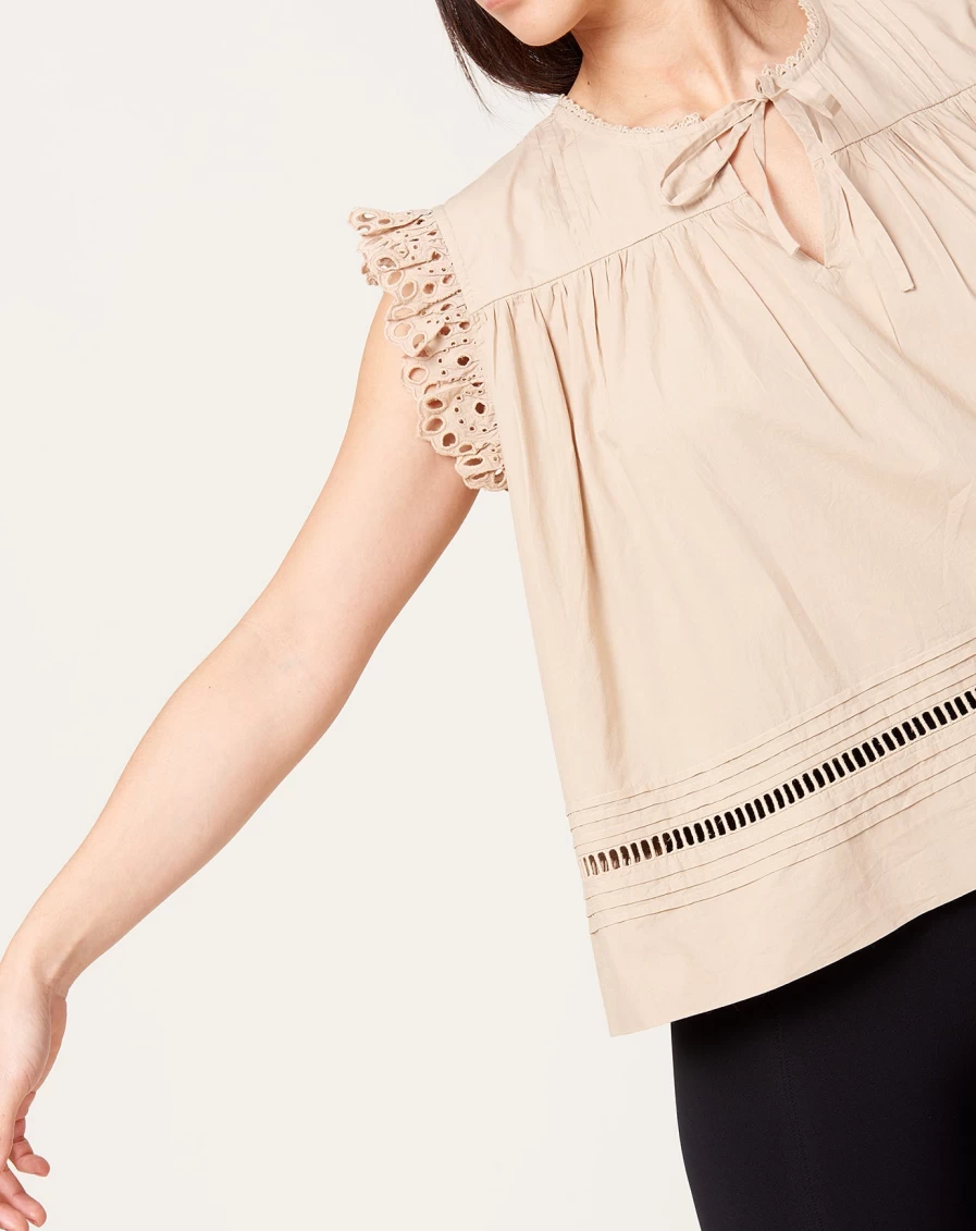 Skall Studio Asha Top In Sandshell - Organic Cotton Women's Blouse