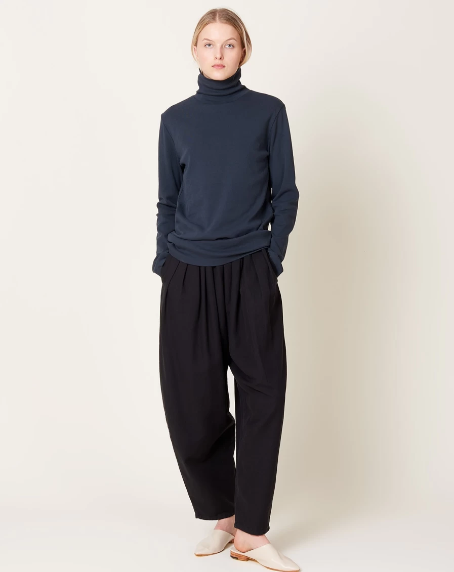 Black Crane Draped Black Pants - Elegant Flowy Trousers for Women