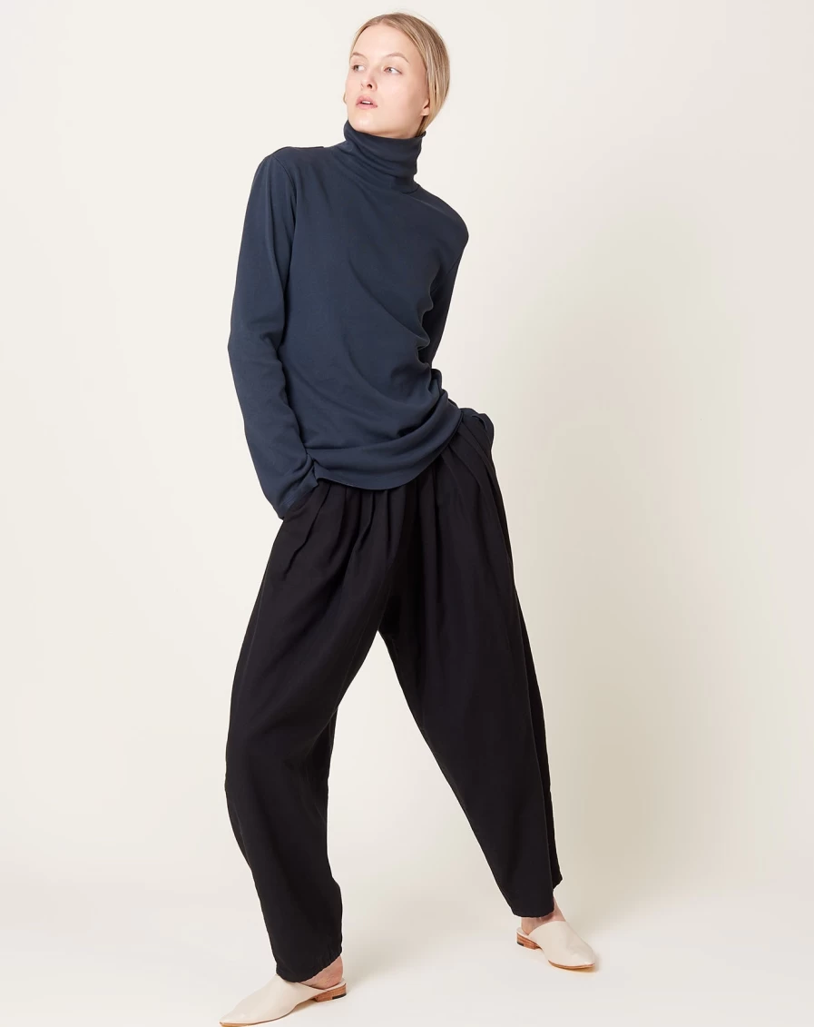 Black Crane Draped Black Pants - Elegant Flowy Trousers for Women