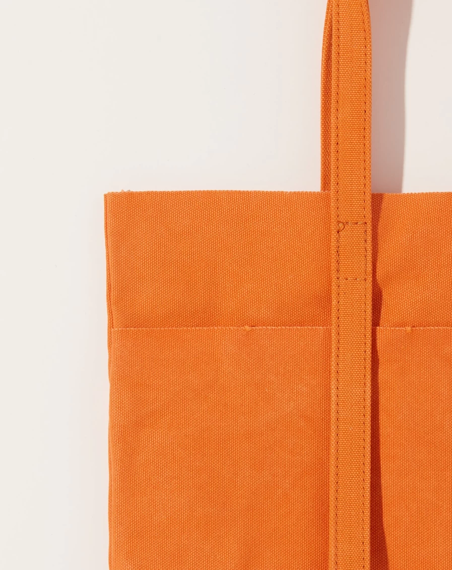 Amiacalva Orange Washed Canvas Small 6 Pocket Tote Bag for Women