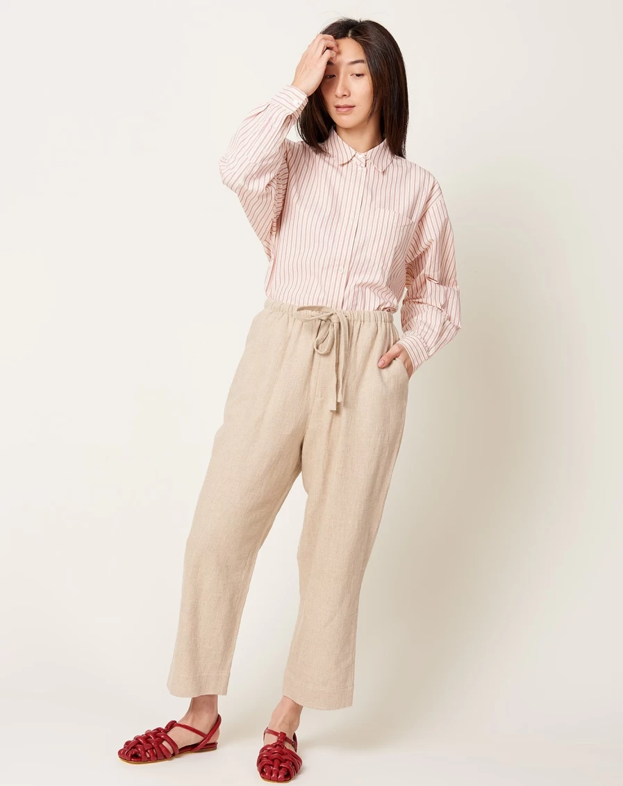 "7115 by Szeki Women's Almond Drawstring Relaxed Fit Casual Trousers"