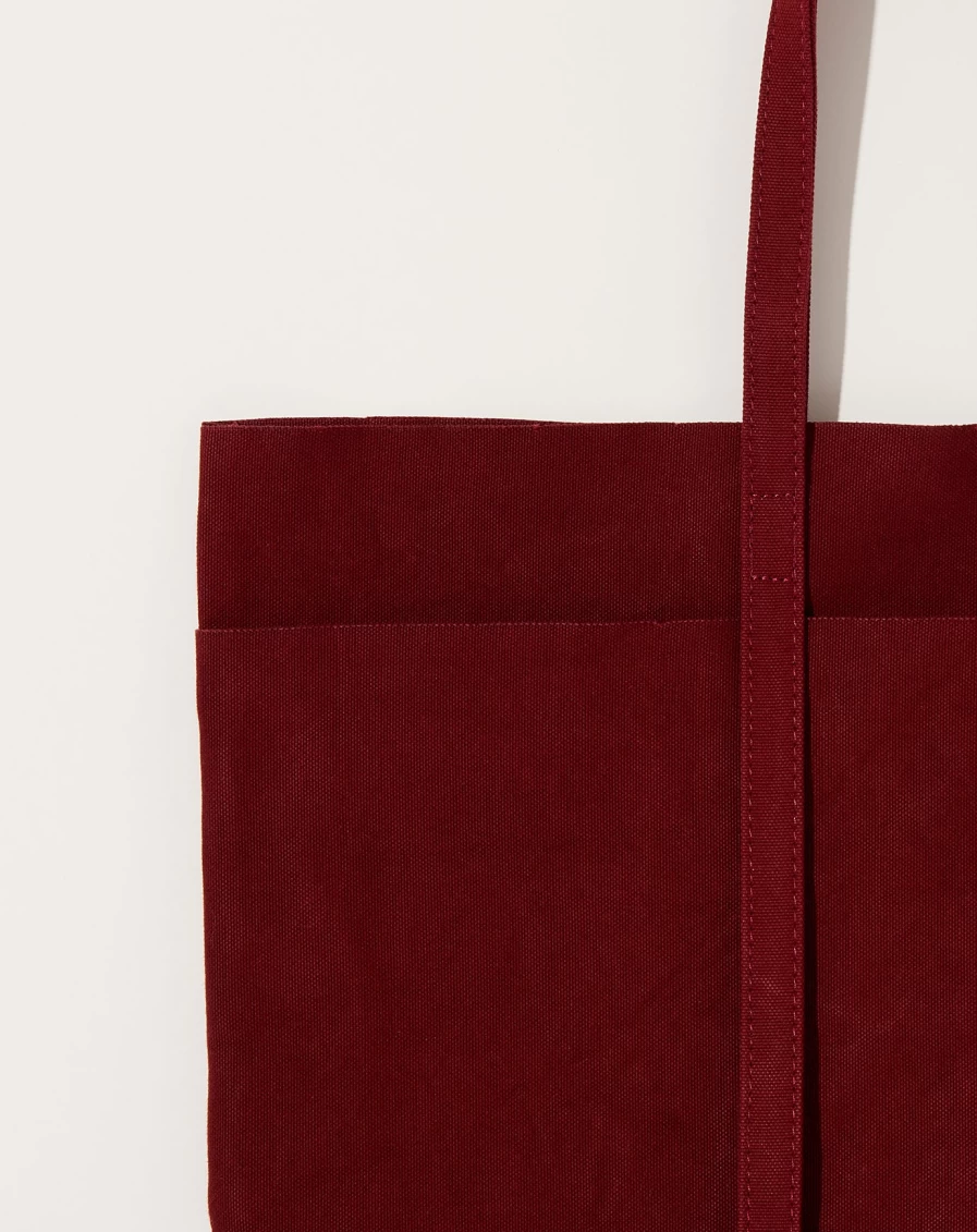 Amiacalva Burgundy Washed Canvas Tote Bag with 6 Pockets - Stylish & Spacious Handbag