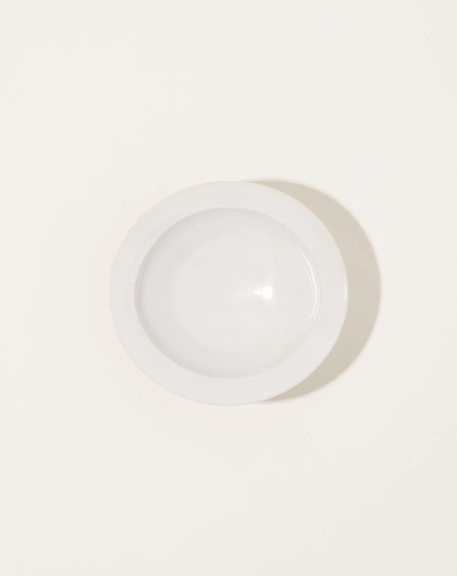Monohanako White Medium Rim Bowl – Ceramic Serving Bowl for Dining & Decor