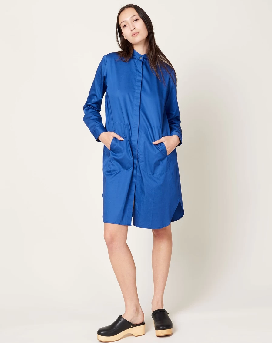 Zero + Maria Cornejo Royal Blue Forward Shirt Dress - Elegant Women's Midi Dress