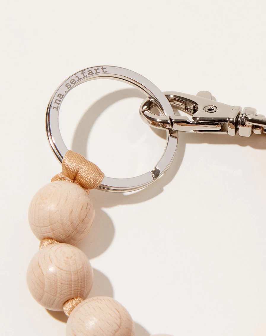 Ina Seifart Big Perlen Short Keyholder – Natural Beige Pearl Keychain