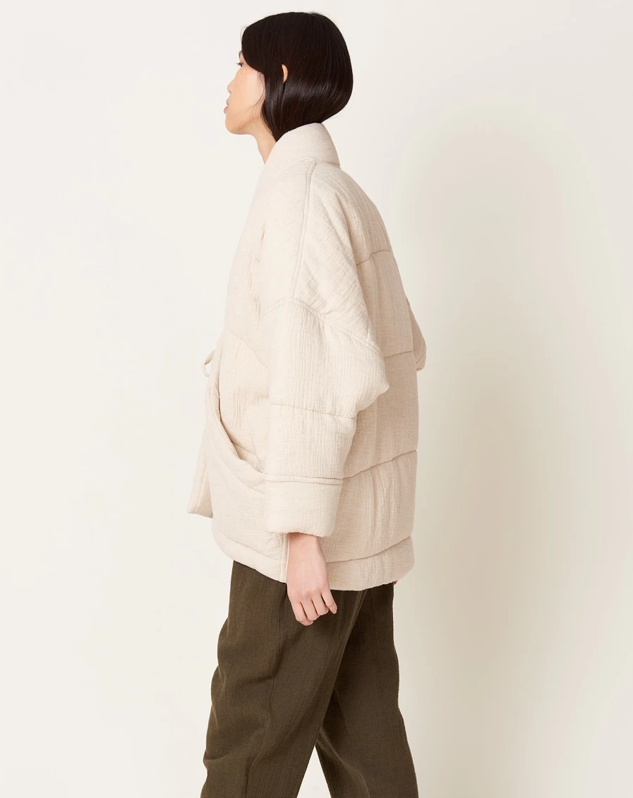 7115 by Szeki Oatmeal Sumo Puffer Jacket - Oversized Quilted Coat
