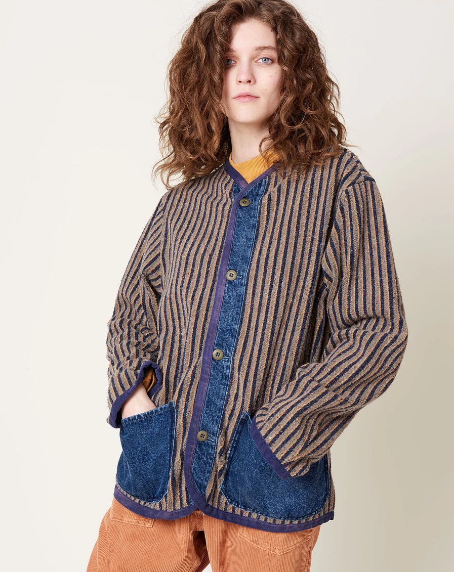 Dr. Collectors N52 Japanese Stripe Blanket Jacket - Stylish Unisex Outerwear for Men and Women